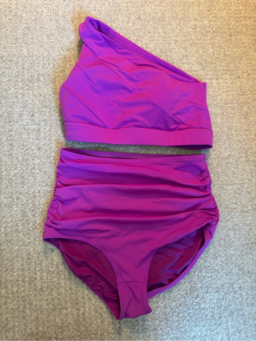 KIAVA One-Shoulder High-Waist Swim Set in Bright Purple